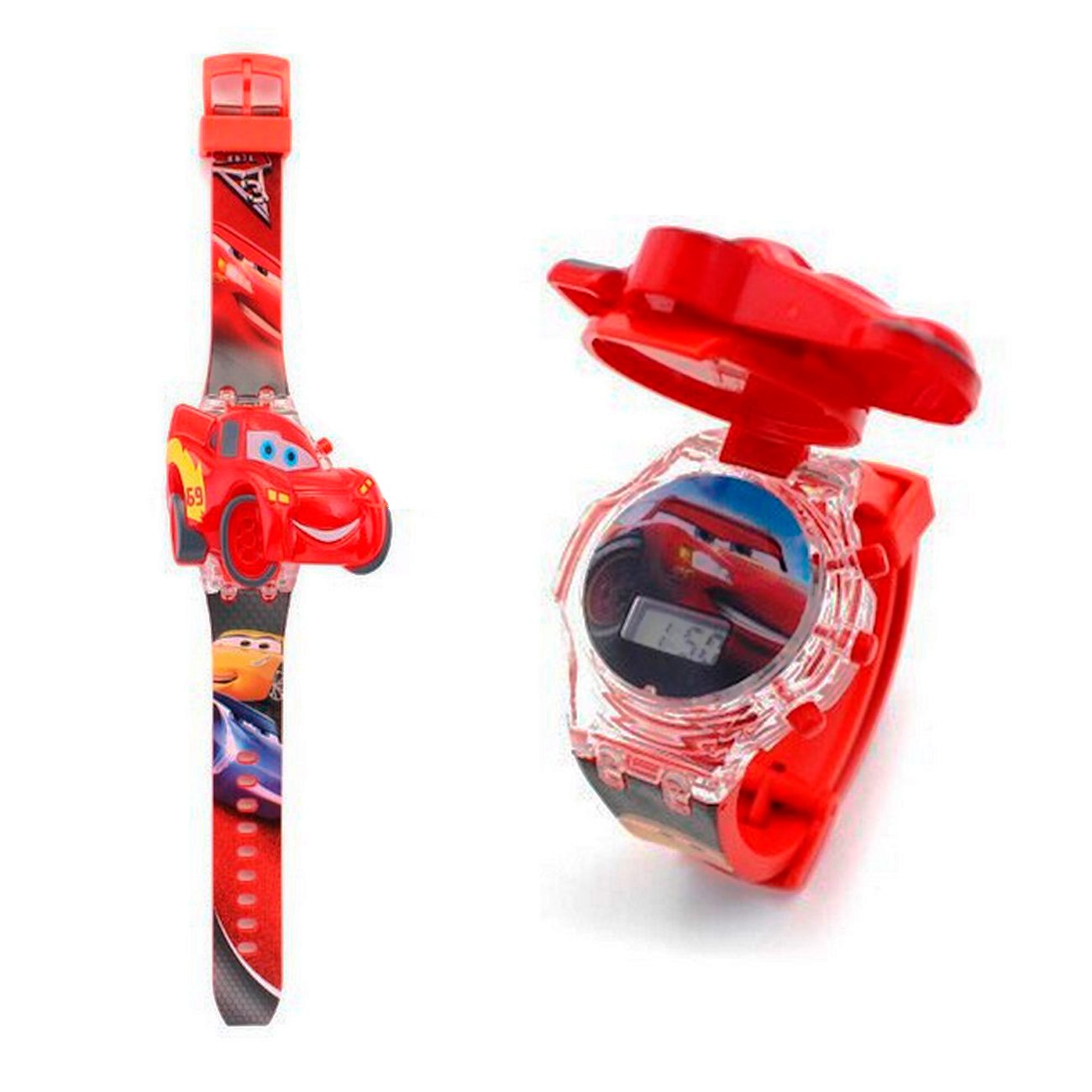 Reloj Niños Digital Luces Sonido Tapa Cars Rayo Macquen